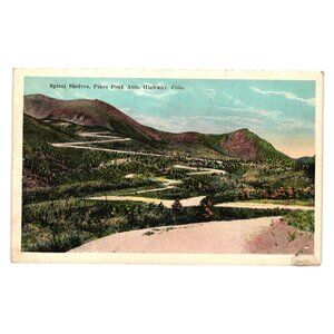 Spiral Shelves Pikes Peak Auto Highway Colorado Vintage Postcard Postmarked 1924